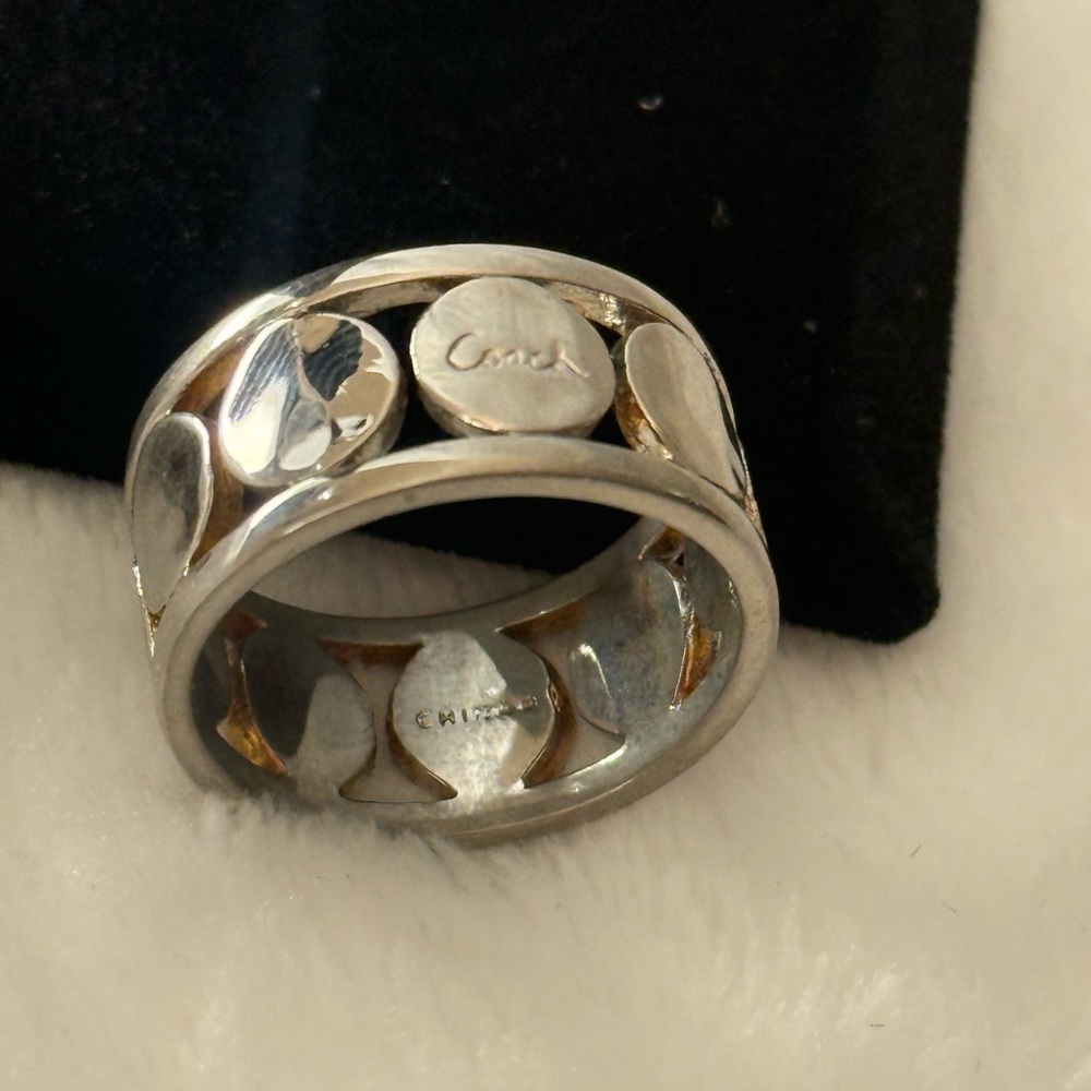 Coach Silver-Tone Women's Band Ring - Picture 6 of 9